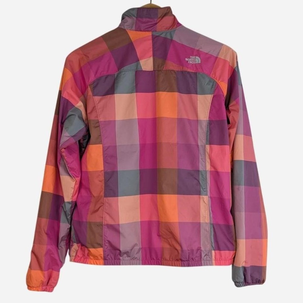 The North Face Patchwork Plaid Windbreaker Full Zip Jacket Pink Medium - Picture 3 of 10